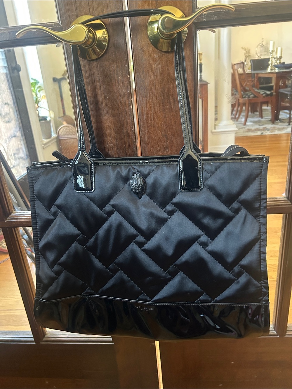 Kurt Geiger Black Quilted Tote with Patent Trim - Women's Tote Bag